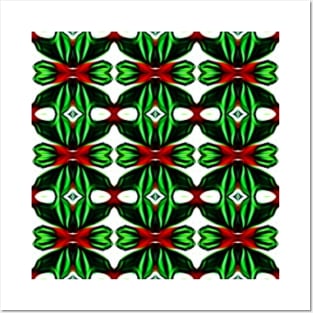 Red and Green Christmas Pattern Number 8 Posters and Art